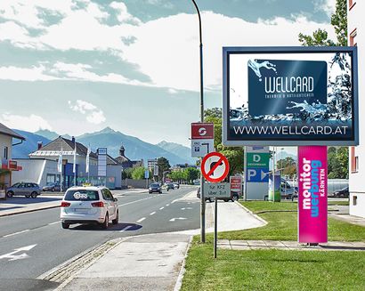 Wellcard DOOH Kampagne auf LED Wall von monitorwerbung Kärnten in Spittal an der Drau