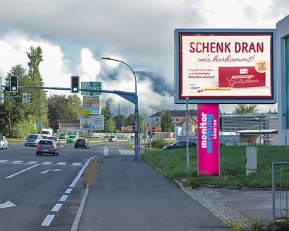 Genussland Kärnten Kampagne auf den DOOH Screens und LED Walls von monitorwerbung Kärnten in Villach